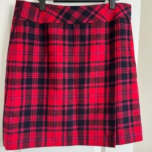 Talbots Red and Black Plaid Skirt